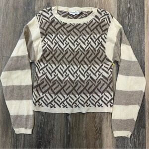 ⛳️ Dior Cream and Grey/Brown Patterned Sweater